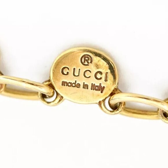 GUCCI G Logo Link Chain Bracelet 6.8" 18 Yellow Gold Auth w/Box d1144 - Picture 8 of 16